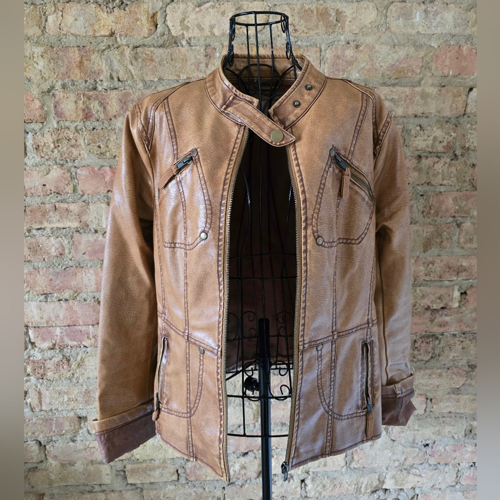 ⏳️ Frida London Caramel Brown Leather Jacket